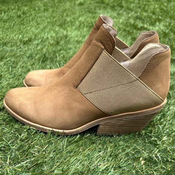 Eileen Fisher Even Nubuck Minimalist Western Boho Block Heel Ankle Booties 6.5 - Picture 2 of 11